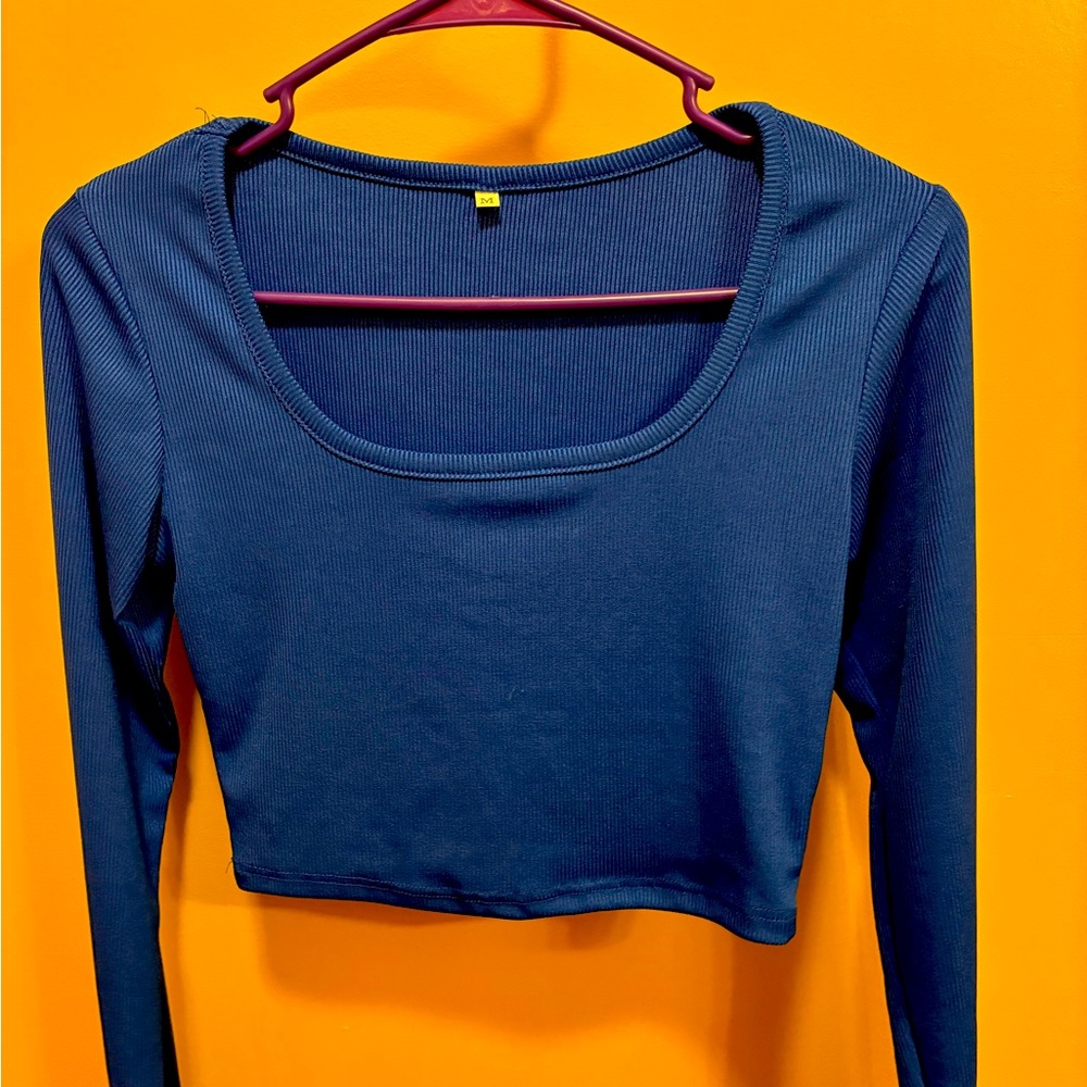 Bright blue crop top
